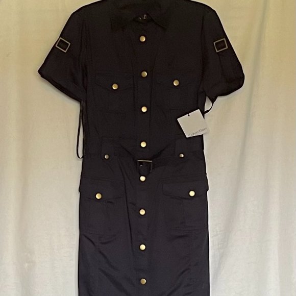 Calvin Klein blue Midi Dress with Gold Accents. - Picture 1 of 6